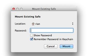 Mount volume dialog, Mac OS X