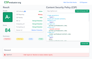 CSP evaluator screenshot 1