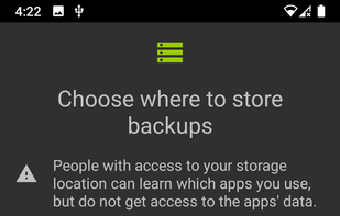 Choose where to store backups