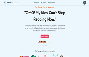 Screenshot of landing page