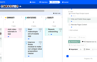 Track time across High Impact Tasks & Goals