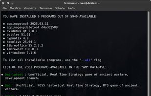 list available apps, command `am -l`