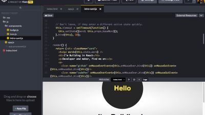 Build Entire Projects:
Projects is the most powerful feature of CodePen. It's a full blown IDE right in the browser, with automatic preprocessing, drag and drop uploading, live previews, website deployment, and much more.