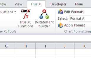 The TrueXL Add-in adds this ribbon control which shows all the tools included.