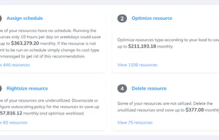 Recommendations that highlight different cases of unoptimized usage