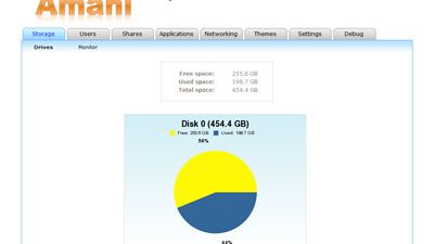 The Amahi dashboards "Storage" tab allows you to view the temperatures of your hard-drives (that is if they have that ability) and also how much used and free space that drive has. Can show unlimited amount of drives.