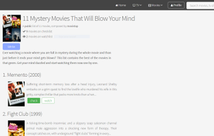 Create custom lists of movies that you can share with friends