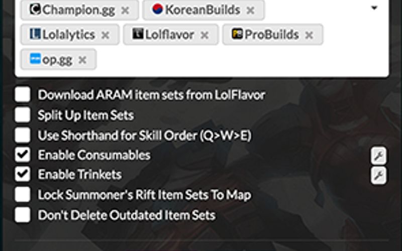 Updated to allow ARAM/Blitz item sets from Lolalytics and more by