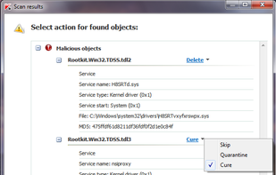 TDSSKiller results page