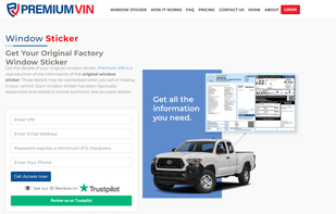 PremiumVIN Landing Page