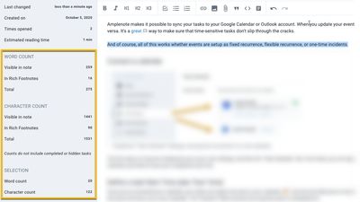 Advanced note details.