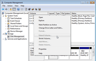 Windows Disk Management screenshot 1
