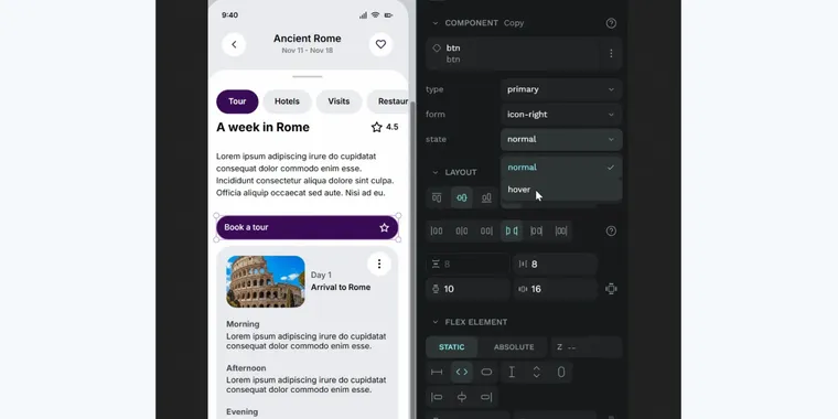 Penpot 2.10 introduces Variants for components and new design tokens image