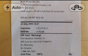 Photograph your receipts