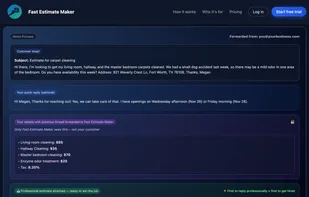 Forward any customer email and Fast Estimate Maker extracts job details and prepares the estimate automatically.