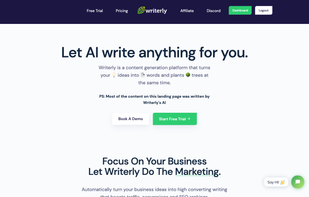 Writerly Landing Page