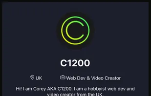 A page using the dark theme