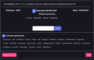 Choose synonyms or alternative words