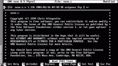 GNU nano screenshot 1