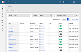 Admin forms interface