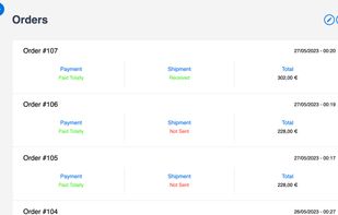 Orders page