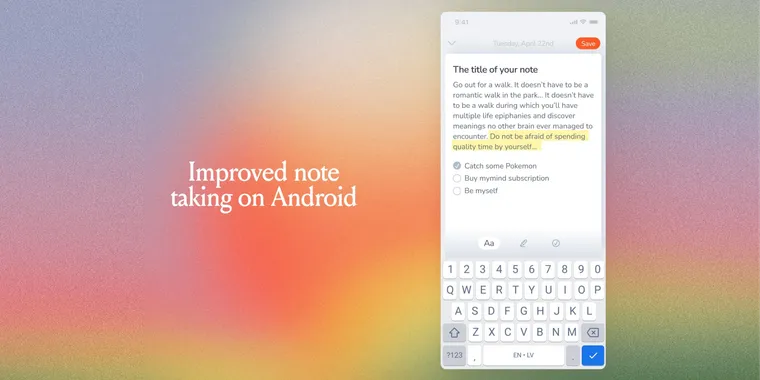 mymind for Android introduces headlines, highlights, and todo items in notes image