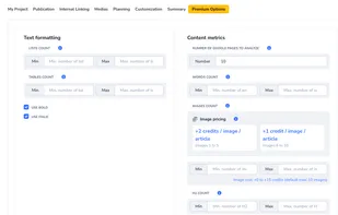 Personnlization of the number of words, images, H2, etc 