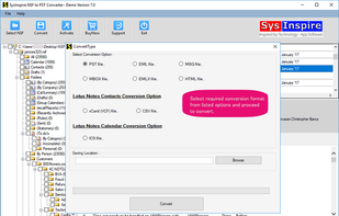 Conversion option by SysInspire NSF PST Converter
