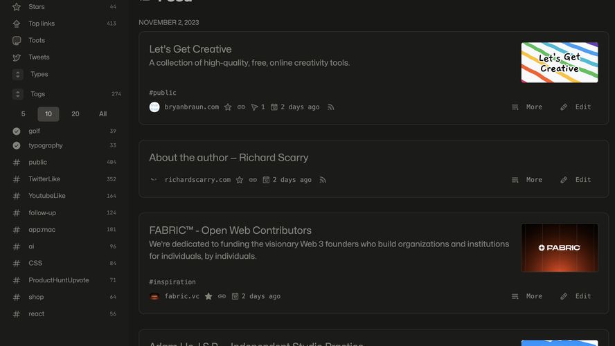 Otter Bookmark Manager Otter is a selfhosted bookmark manager made