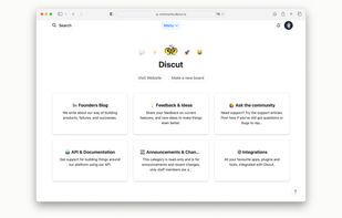 Home page with all boards of the community