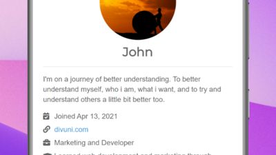 Profile page to connect with others