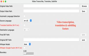Video transcription, translation and subtitle option