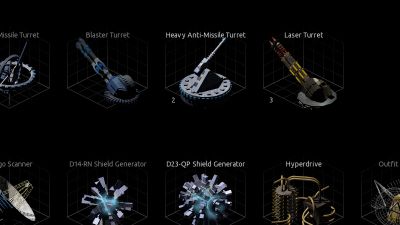 Once you've saved up enough money, you can spend it on upgrading your ship's equipment and weapons, or on a bigger ship.