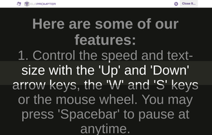 Teleprompter running on the website