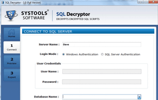 Provide login details and database name