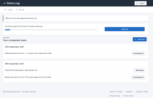 Done Log screenshot 1