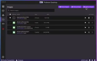 Build, pull, and push images. Part 1 of 3.
Build containers from a Dockerfile / Containerfile, or pull images from remote repositories to run.
Manage accounts for and push your images to multiple container registries.