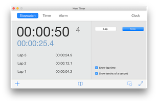 When accurate measurement is essential you can rely on Timer, in addition to accuracy, you will find a lot of useful features: the stopwatch lets you check elapsed time using the Lap property; the timer can be optionally repeated so that you can specify an action occurring after a specific amount of time or an action that repeat every specific amount of time; the alarm clock allows you to choose between the 12-hour format or the 24-hour format and optionally can show you the remaining time; the clock is a convenient watch with large digits with, optionally, the indication of the current date.