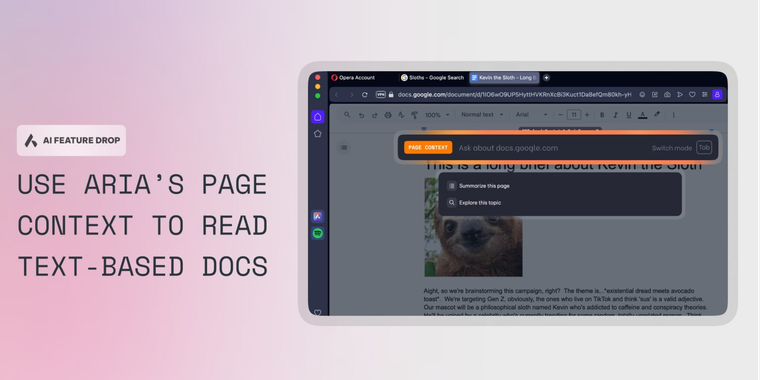 Aria can now read PDF and Docs in Opera Developer image