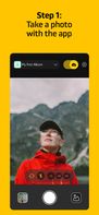 Open the app and take a pic: 
the Camera is built-in and ready to use.