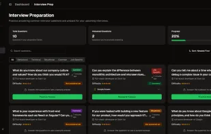 Interview Prep
Prepare for interviews with our comprehensive question bank and AI-powered response suggestions.