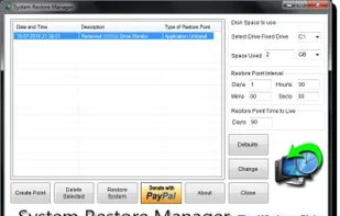 System Restore Manager screenshot 1