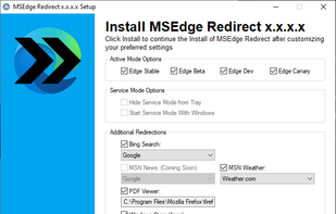 MSEdgeRedirect screenshot 1