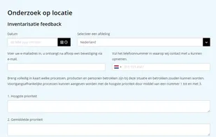 Example of a form with a date picker, dropdown fields and more