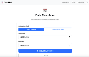 CalcHub - Date Calculator page