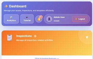 Fleet dashboard with color-coded status cards showing inspection results and equipment health at a glance