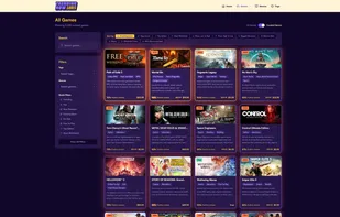 Screenshot of the Games page, showing detailed filter to find trending games across tags and filters with many sorting options.
