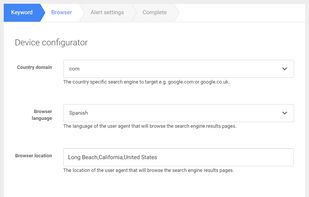 Tracking a new keyword (step 2)