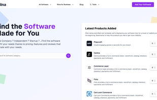 Rilna's homepage hero section, a title and the list of the last softwares added to the platform