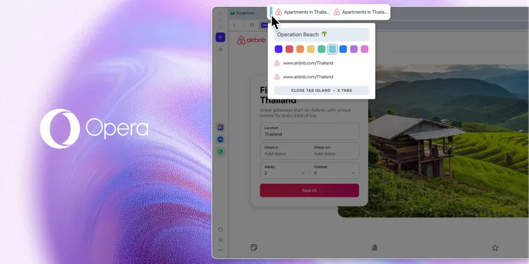 Opera One R3 introduces customizable Tab islands with custom names and colors